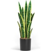 Nettenevime Yapay Çiçek Saksılı Yeşil Kılıç Çiçeği Dal 68cm Salon Çiçeği Metal Mat Siyah Saksılı Yapay Bitki Sarı