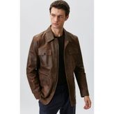 Network Camel Efektli Deri Coat Ceket