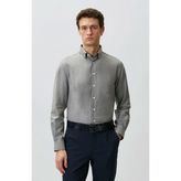 Network Light Grey Wool-Blend Flannel Shirt - 2XL - Açık Gri