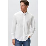 Network Slim Fit Beyaz Uzun Kol Örme Gömlek