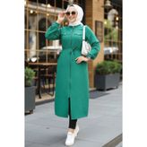 Neva Style - Düğmeli Yeşil Tesettür Tunik 645y