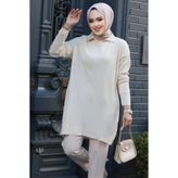 Neva Style Fitilli Krem Tesettür Triko Tunik 65903kr