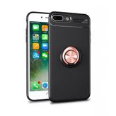 Nevarium Dtech Apple iPhone 7 Plus Uyumlu Kılıf Yüzüklü Silikon Range Siyah-Gold