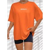 Never Baskılı Oversize Unisex Bisiklet Yaka Sweatşhirt - Turuncu