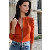 NEW LAVİVA Oranj, Crop, Fermuar Detaylı, Basic Bluz