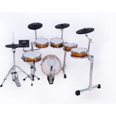 New Neiro NDDS-720 Parlak Ahşap Sb Dijital Bateri Seti+Tabure+Baget+Kulaklık+Trampet Sehbası+Kargo Hediye - Gül Kurusu