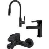 Newarc Mutfak Lavabo ve Banyo Seti (Siyah Seri)