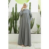 Neways 6482- A pileli Elbise Gri