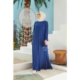Neways 6482-ÖN TEK PİLELİ KREP ELBİSE Saks Mavisi