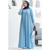 Neways 6502-Denim Nervürlü Ferace Mavi