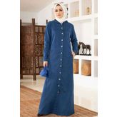Neways 6509-denim Kapşonlu Ferace Mavi