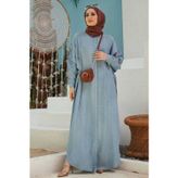 Neways 6571-denim Abaya Mavi