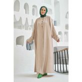 Neways 6618-Modal Süs Düğmeli Abaya Bej