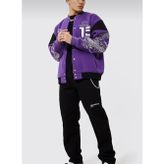 Newlaker Oversize Mor Baskılı Bomber Kolej Ceket