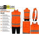 Newwork Imperteks Kapitoneli Reflektörlü Turuncu Yelek - XL
