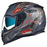 Nexx SX.100 Gigabot Mat Gri-Kırmızı Motosiklet Kaskı