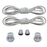 NEYSTORE Yuvarlak, Akıllı, Kilitle, Tak-Bırak Bağcık, Yeni Nesil, Bağlamaya Gerek Olmayan Bot, Spor, Klasik Ayakkabı Bağcığı,Elastik 100 cm,1 Çift (Gri) (Çizgisiz Gri)