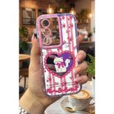 Nezih Case Realme C75 ile Uyumlu Premium Pembe Kedi ve Fiyonk Desenli Aynalı Telefon Kılıfı