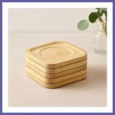 Nida Bambu Ahşap Kare Çay Tabağı 9.7x9.7 cm - 6'lı Set Nıda