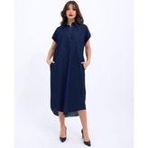 NİDAM BUTİK 7348 KOT ELBİSE-MAVİ
