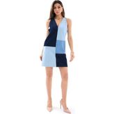 NİDAM BUTİK 7385 KOT ELBİSE-MAVİ