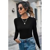 Night Kadın Siyah Uzun Kollu Fit Basic Crop Top Bluz