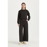 Nihan Parlak Taşlı Örme Crop Bluz - Siyah