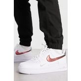 Nike Air Force 1 07 Trainers White With Metallic Swoosh Leather Sneaker Hakiki Deri Günlük Beyaz Erkek Spor Ayakkabı