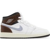 Nike Air Jordan 1 Mid SE Leather Sneaker Hakiki Deri Bilekli Günlük Beyaz Kahve Duman Unisex Spor Ayakkabı