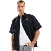 Nike Club Woven Loose Fit Short Sleeve Shirt In Black Erkek Bol Kesim Dokuma Kısa Kollu Spor Gömlek Siyah - XS