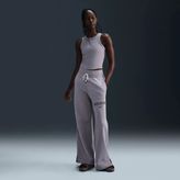 Nike Phoenix Fleece Hr Logo Pant Wide Kadın Eşofman Altı - Polarlı Yüksek Belli Geniş Paça - FV7684-634 - Mor