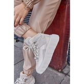Nilufarr Candy Bej Hakiki Deri Kadın Sneaker Bot