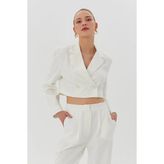 Nish&Chic Kadın Ceket Crop - M - Beyaz