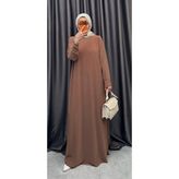 Nisum Moda Şık Ferace Elbise - Camel - Standart
