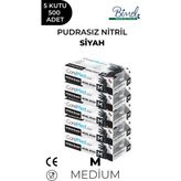 Nitril Siyah Pudrasız Muayene Eldiveni M - 5 Paket 100 Lü