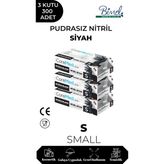 Nitril Siyah Pudrasız Muayene Eldiveni S - 3 Paket 100 Lü