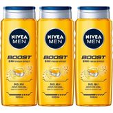 Nivea Men Boost 500 ml Duş Jeli + Deep Dimension 200 ml Traş Jeli + Deep Dimension 150 ml Deodarant Sprey