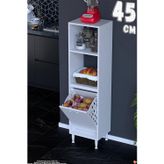 Nixa 45 cm Çok Amaçlı Mutfak Banyo Kiler Dolabı - Sepetli Üstü Açık Raflı 45x150x32 cm Beyaz
