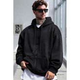 NO 601 Erkek Siyah Oversize Fermuarlı Ceket