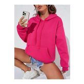 NO 601 Kadın Koyu Pembe Kalın Kapüşonlu Sweatshirt