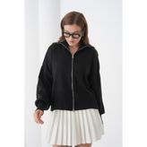 Noi Belis Basic Oversize Devrik Yaka Fermuarlı Triko Hırka AW25HI0059