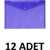 Noki 12 Adet Şeffaf A4 Çıtçıtlı Dosya Zarf Dosya Mor