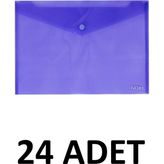 Noki 24 Adet Şeffaf A4 Çıtçıtlı Dosya Zarf Dosya Mor
