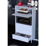 Nola 80 cm Fırın Dolabı Üstü Kapaklı 3 Çekmeceli Çok Amaçlı Mutfak Kiler Banyo Dolabı 80x150x32 cm