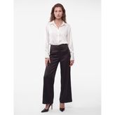 Normal Bel Regular Fit Geniş Paçalı Saten Pantolon