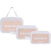 NorthAK Şeffaf Seyahat Makyaj Çantası3’lü Set - Kozmetik ve Makyaj Çantası Büyük Boy Washbag Siyah - Beyaz