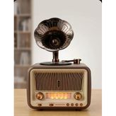 Nostaljik Gramofon Tasarımlı Bluetooth Hoparlör-Fm/Am/Sw 3 Band Radyo-Usb/Tf Kart