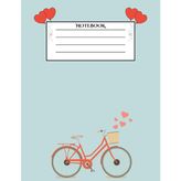 Notebook: Cyan Cover Bicycle Design, 80 pages B5, colored lined interior, notebook for journaling and schoolwork