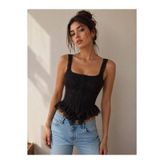 novalook Kadın Dantel Askılı Crop Bluz