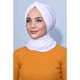 Nowa Scarf Şallı Düğüm Bone Beyaz